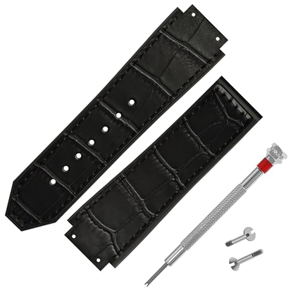 JUDGE DBLACK ''HLS-OPN2'' 25mm Premium Leather Watch Straps, Matte Finish, With Tools Included // Compatible With HUBLOT Watches, Premium Leather Watch Bands (Choose Your Color)